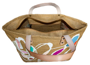 "Colorful" Beach Tote - One of a Kind with Two Original Paintings by Serena Bocchino