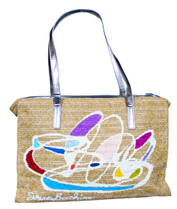 "Blue Tide" Beach Tote: One of a Kind with Two Original Paintings by Serena Bocchino